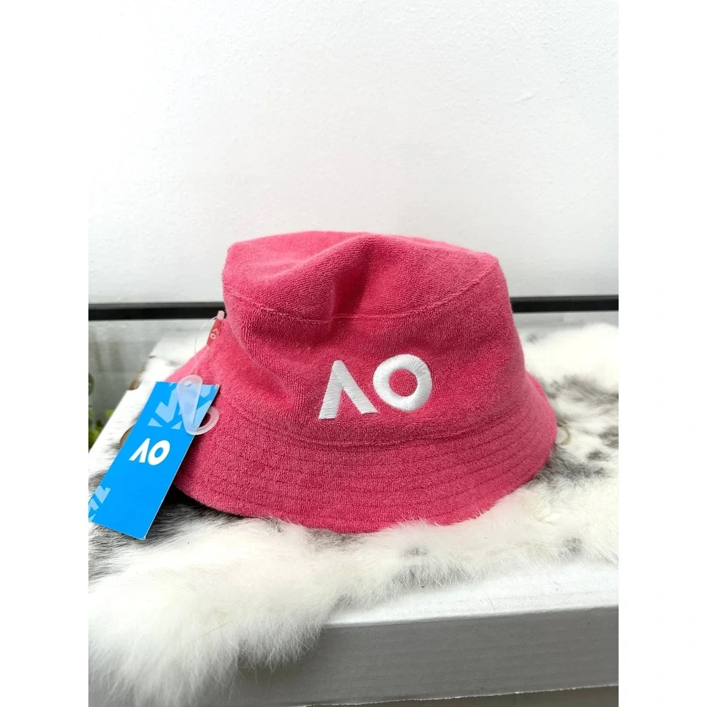 Australian Open pink terry cloth bucket hat youth size kids NWT tennis AO